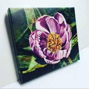 Purple flower canvas wall art by Barbara roztwig